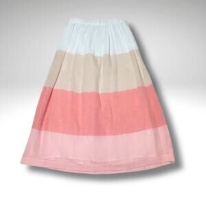 Daniel Cremieux Colorblock Cotton Midi Skirt | Cottagecore Soft Pinks | Size 0